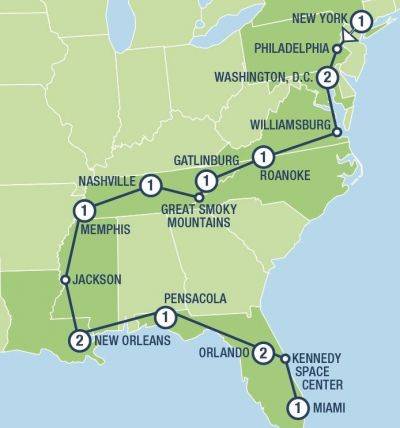 Map showing the Tour regions